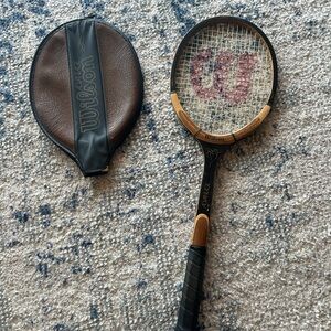 Wilson Advance Vintage Wood Tennis Racket with Cover circa 1980
